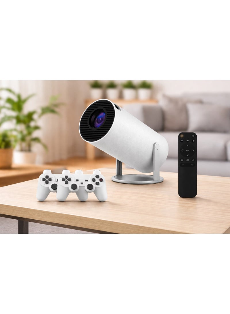 بروجكتور ألعاب لاسلكي 2.4G نظام 2 في 1 مع يدين تحكم – يدعم 4K Ultra HD، واي فاي 6، HDMI، عرض ثلاثي الأبعاد، ألعاب مدمجة، سينما منزلية - Image 1